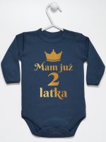 mam już dwa latka nadruk złoty body z długim rękawem kolor granatowy 158