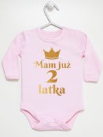 mam już dwa latka nadruk złoty body z długim rękawem kolor różowy 158