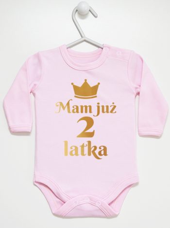 mam już dwa latka nadruk złoty body z długim rękawem kolor różowy 158
