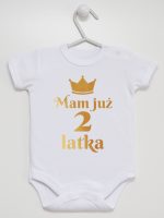 mam już dwa latka nadruk złoty body z krótkim rękawem kolor biały 158