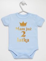 mam już dwa latka nadruk złoty body z krótkim rękawem kolor błękitny 158