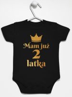 mam już dwa latka nadruk złoty body z krótkim rękawem kolor czarny 158