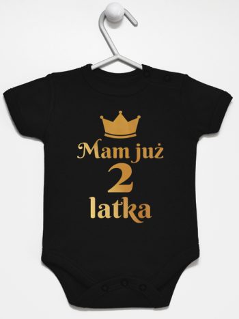 mam już dwa latka nadruk złoty body z krótkim rękawem kolor czarny 158