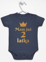 mam już dwa latka nadruk złoty body z krótkim rękawem kolor granatowy 158