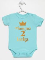 mam już dwa latka nadruk złoty body z krótkim rękawem kolor miętowy 158