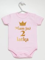 mam już dwa latka nadruk złoty body z krótkim rękawem kolor różowy 158