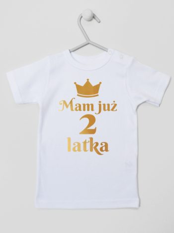 mam już dwa latka nadruk złoty koszulka z krótkim rękawem kolor biały 158