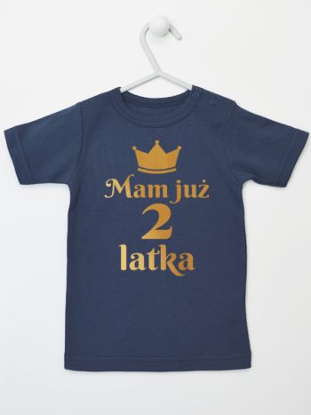 mam już dwa latka nadruk złoty koszulka z krótkim rękawem kolor granatowy 158
