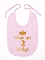 mam już dwa latka nadruk złoty śliniak niemowlęcy kolor różowy 158