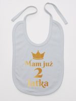 mam już dwa latka nadruk złoty śliniak niemowlęcy kolor szary 158
