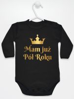 mam już pół roku nadruk złoty body z długim rękawem kolor czarny 237 mam już pół roku nadruk złoty body z długim rękawem kolor czarny 237