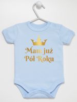 mam już pół roku nadruk złoty body z krótkim rękawem kolor błękitny 237 mam już pół roku nadruk złoty body z krótkim rękawem kolor błękitny 237