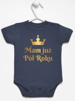 mam już pół roku nadruk złoty body z krótkim rękawem kolor granatowy 237 mam już pół roku nadruk złoty body z krótkim rękawem kolor granatowy 237