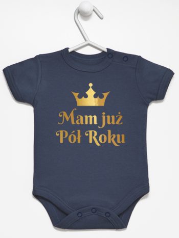 mam już pół roku nadruk złoty body z krótkim rękawem kolor granatowy 237