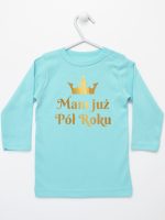 mam już pół roku nadruk złoty koszulka z długim rękawem kolor miętowy 237 mam już pół roku nadruk złoty koszulka z długim rękawem kolor miętowy 237