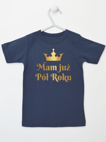 mam już pół roku nadruk złoty koszulka z krótkim rękawem kolor granatowy 237