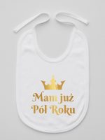 mam już pół roku nadruk złoty śliniak niemowlęcy kolor biały 237