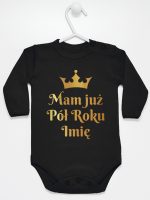 mam już pół roku z imieniem nadruk złoty body z długim rękawem kolor czarny 249
