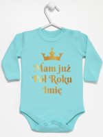 mam już pół roku z imieniem nadruk złoty body z długim rękawem kolor miętowy 249