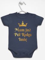 mam już pół roku z imieniem nadruk złoty body z krótkim rękawem kolor granatowy 249