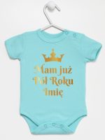 mam już pół roku z imieniem nadruk złoty body z krótkim rękawem kolor miętowy 249