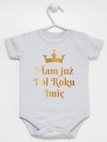 mam już pół roku z imieniem nadruk złoty body z krótkim rękawem kolor szary 249