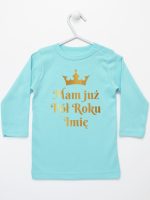 mam już pół roku z imieniem nadruk złoty koszulka z długim rękawem kolor miętowy 249 mam już pół roku z imieniem nadruk złoty koszulka z długim rękawem kolor miętowy 249
