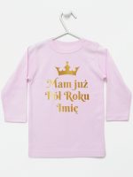 mam już pół roku z imieniem nadruk złoty koszulka z długim rękawem kolor różowy 249 mam już pół roku z imieniem nadruk złoty koszulka z długim rękawem kolor różowy 249