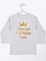 mam już pół roku z imieniem nadruk złoty koszulka z długim rękawem kolor szary 249 mam już pół roku z imieniem nadruk złoty koszulka z długim rękawem kolor szary 249