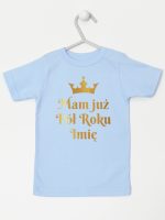 mam już pół roku z imieniem nadruk złoty koszulka z krótkim rękawem kolor błękitny 249 mam już pół roku z imieniem nadruk złoty koszulka z krótkim rękawem kolor błękitny 249
