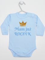 mam już roczek nadruk dla chłopca body z długim rękawem kolor błękitny 215 mam już roczek nadruk dla chłopca body z długim rękawem kolor błękitny 215