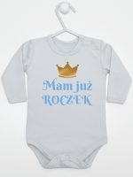 mam już roczek nadruk dla chłopca body z długim rękawem kolor szary 215 mam już roczek nadruk dla chłopca body z długim rękawem kolor szary 215