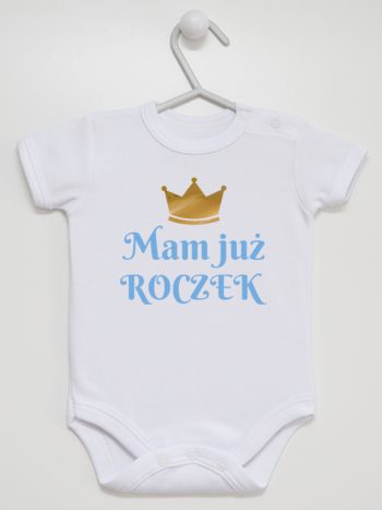 mam już roczek nadruk dla chłopca body z krótkim rękawem kolor biały 215