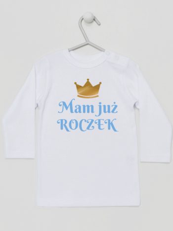 mam już roczek nadruk dla chłopca koszulka z długim rękawem kolor biały 215
