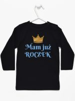 mam już roczek nadruk dla chłopca koszulka z długim rękawem kolor czarny 215
