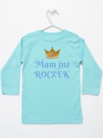 mam już roczek nadruk dla chłopca koszulka z długim rękawem kolor miętowy 215