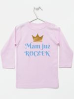 mam już roczek nadruk dla chłopca koszulka z długim rękawem kolor różowy 215