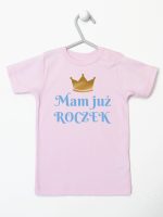 mam już roczek nadruk dla chłopca koszulka z krótkim rękawem kolor różowy 215