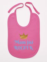 mam już roczek nadruk dla chłopca śliniak niemowlęcy kolor ciemny różowy 215