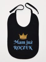 mam już roczek nadruk dla chłopca śliniak niemowlęcy kolor czarny 215
