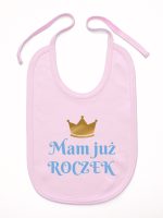mam już roczek nadruk dla chłopca śliniak niemowlęcy kolor różowy 215