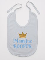 mam już roczek nadruk dla chłopca śliniak niemowlęcy kolor szary 215