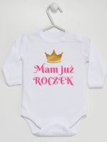 mam już roczek nadruk dla dziewczynki body z długim rękawem kolor biały 216 mam już roczek nadruk dla dziewczynki body z długim rękawem kolor biały 216