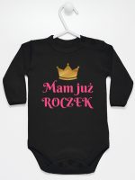 mam już roczek nadruk dla dziewczynki body z długim rękawem kolor czarny 216 mam już roczek nadruk dla dziewczynki body z długim rękawem kolor czarny 216