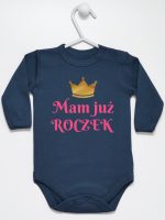 mam już roczek nadruk dla dziewczynki body z długim rękawem kolor granatowy 216 mam już roczek nadruk dla dziewczynki body z długim rękawem kolor granatowy 216