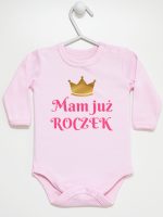 mam już roczek nadruk dla dziewczynki body z długim rękawem kolor różowy 216 mam już roczek nadruk dla dziewczynki body z długim rękawem kolor różowy 216