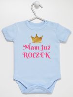 mam już roczek nadruk dla dziewczynki body z krótkim rękawem kolor błękitny 216 mam już roczek nadruk dla dziewczynki body z krótkim rękawem kolor błękitny 216