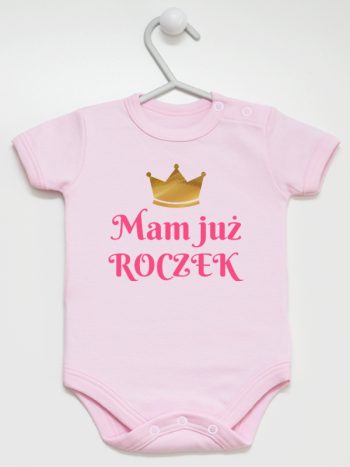 mam już roczek nadruk dla dziewczynki body z krótkim rękawem kolor różowy 216