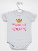 mam już roczek nadruk dla dziewczynki body z krótkim rękawem kolor szary 216 mam już roczek nadruk dla dziewczynki body z krótkim rękawem kolor szary 216