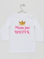 mam już roczek nadruk dla dziewczynki koszulka z długim rękawem kolor biały 216